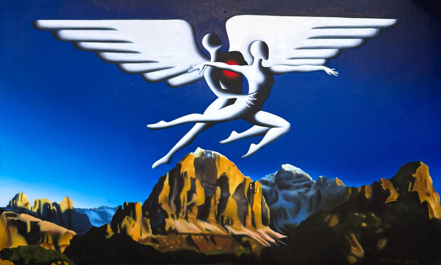 Mark Kostabi - Olio su tela 117x71 cm 2003