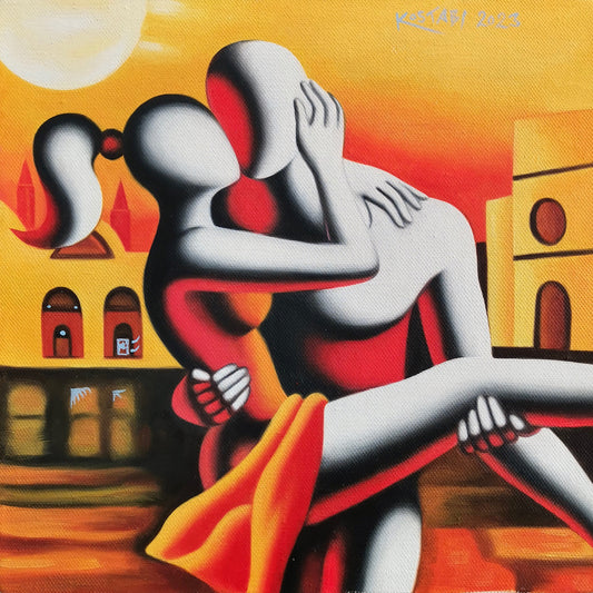 Mark Kostabi - Oil on canvas 32x32 cm 2023