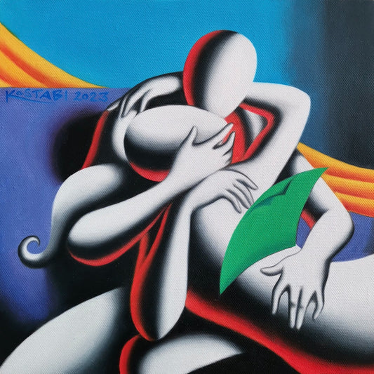 Mark Kostabi - Oil on canvas 32x32 cm 2023