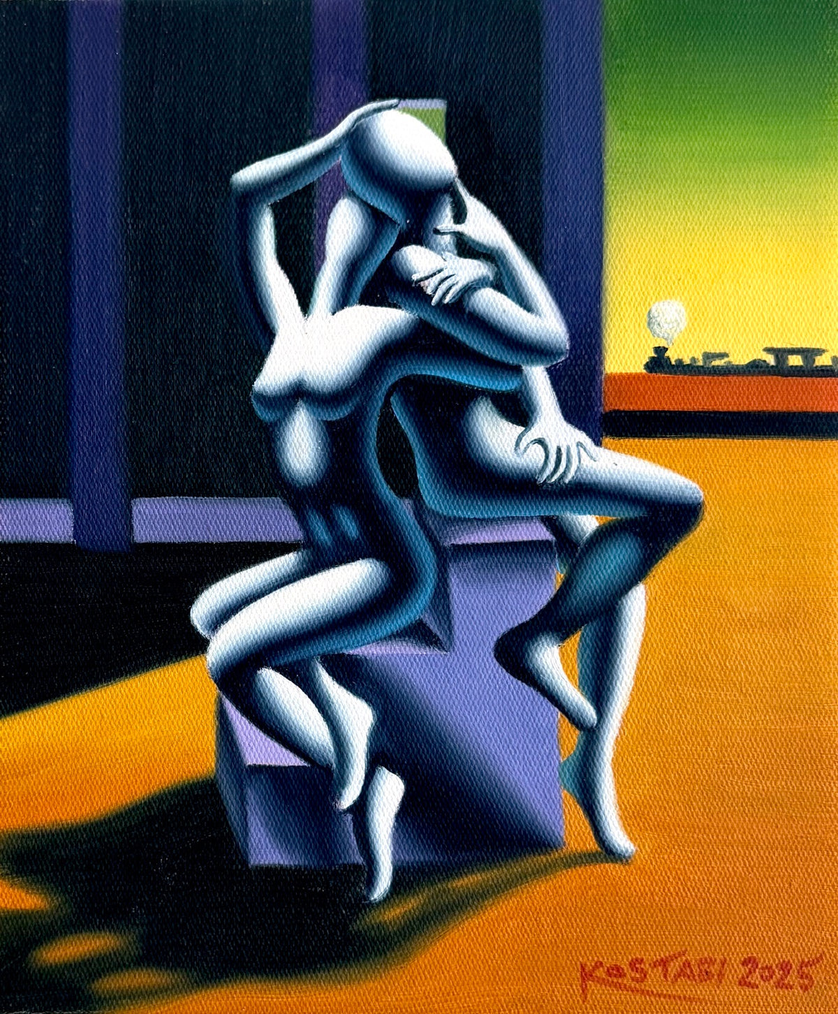 Mark Kostabi - Olio su tela 30x25 cm