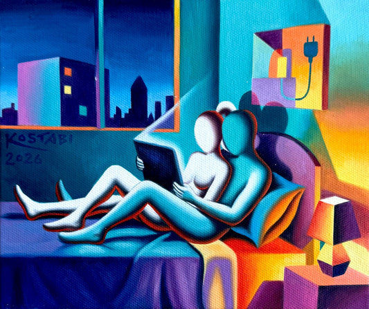 Mark Kostabi - Olio su tela 30x25 cm