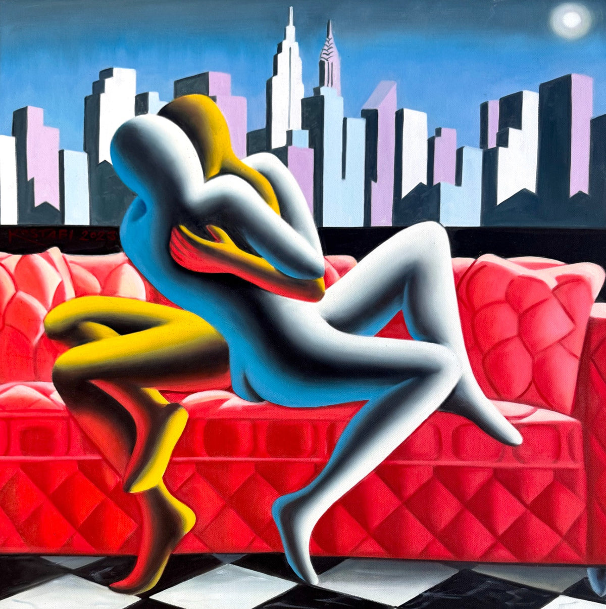 Mark Kostabi - Oil on canvas 71x71cm