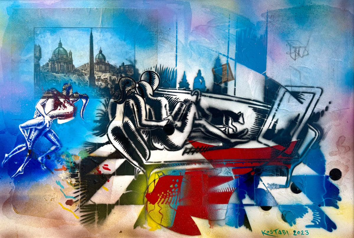 Mark Kostabi - Tecnica mista 76x111 cm