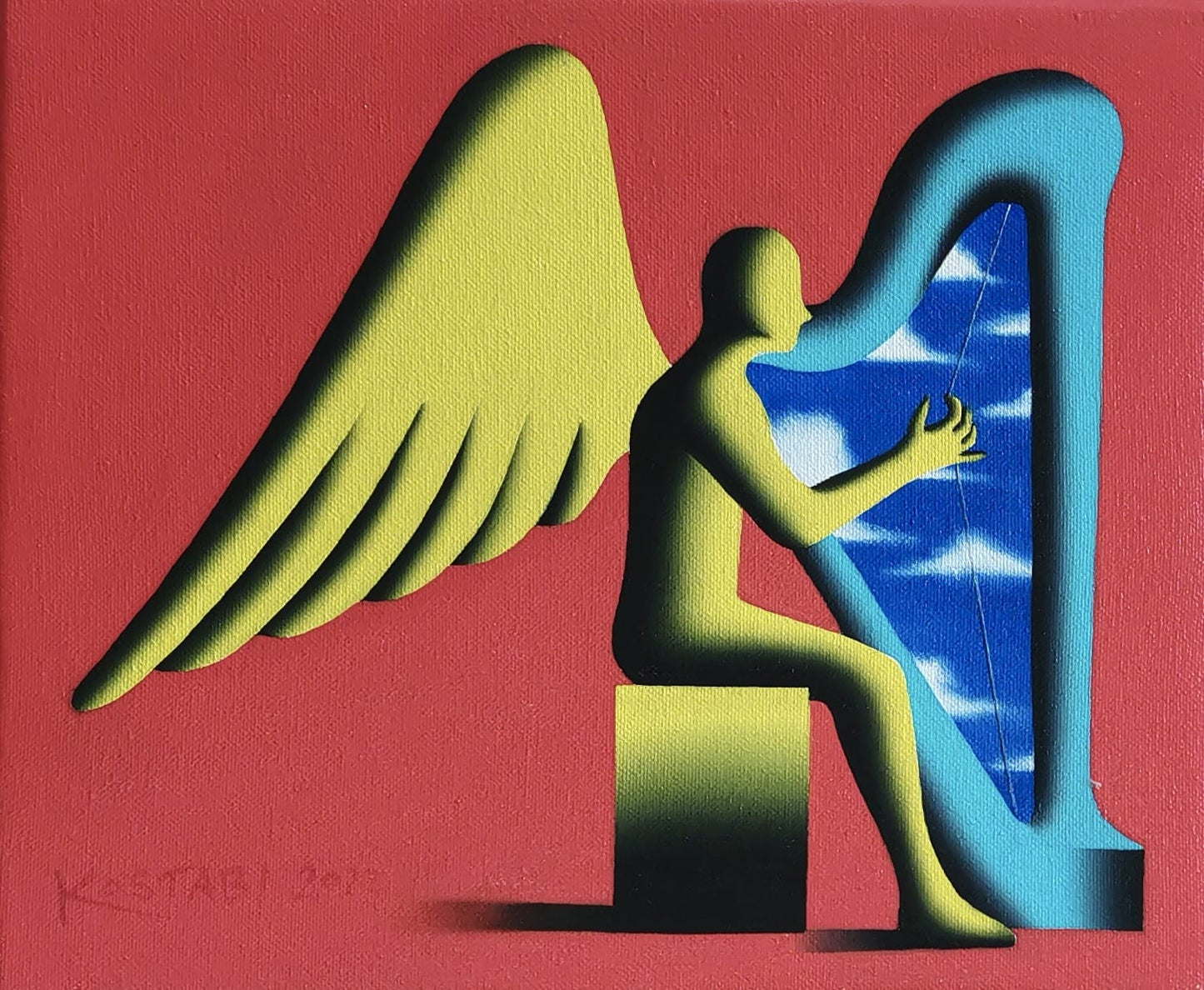 Mark Kostabi - Olio su tela 25x30 cm 2023