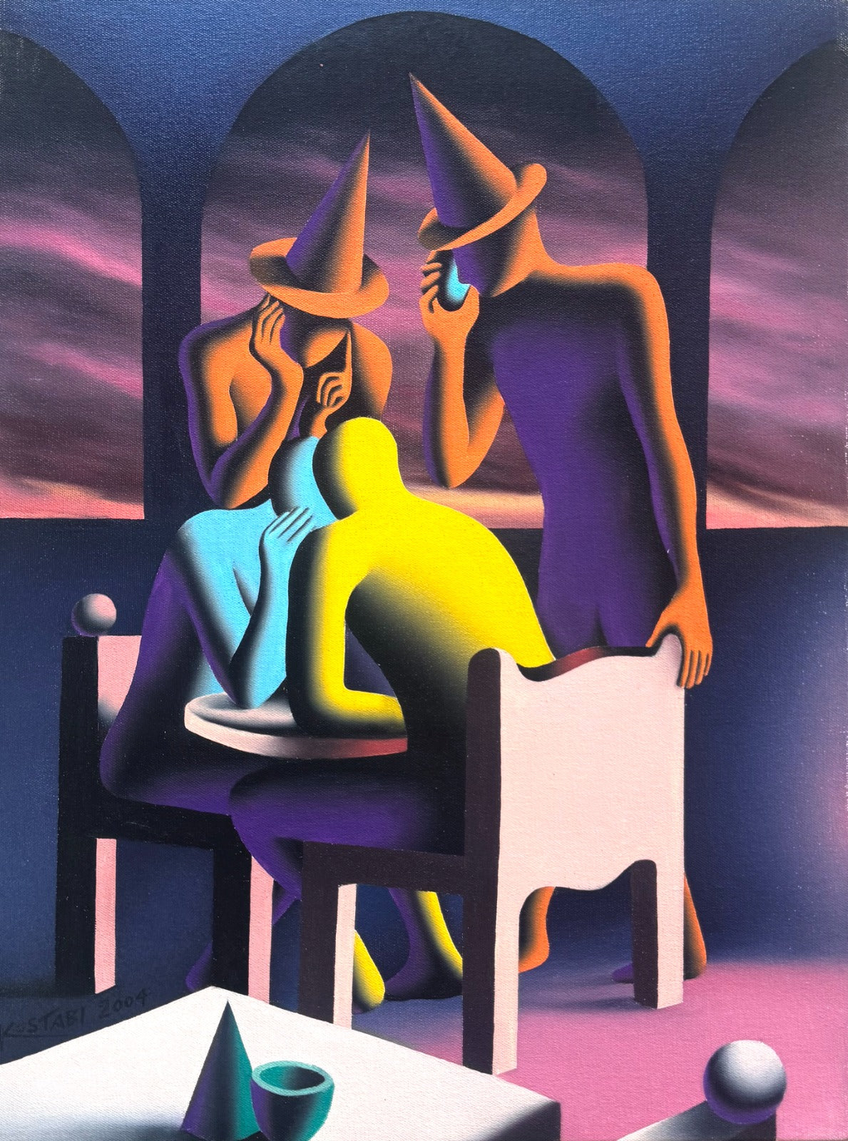 Mark Kostabi - Olio su tela 60x45 cm