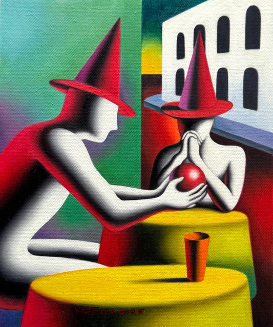 Mark Kostabi - Olio su tela 31x25 cm 2025