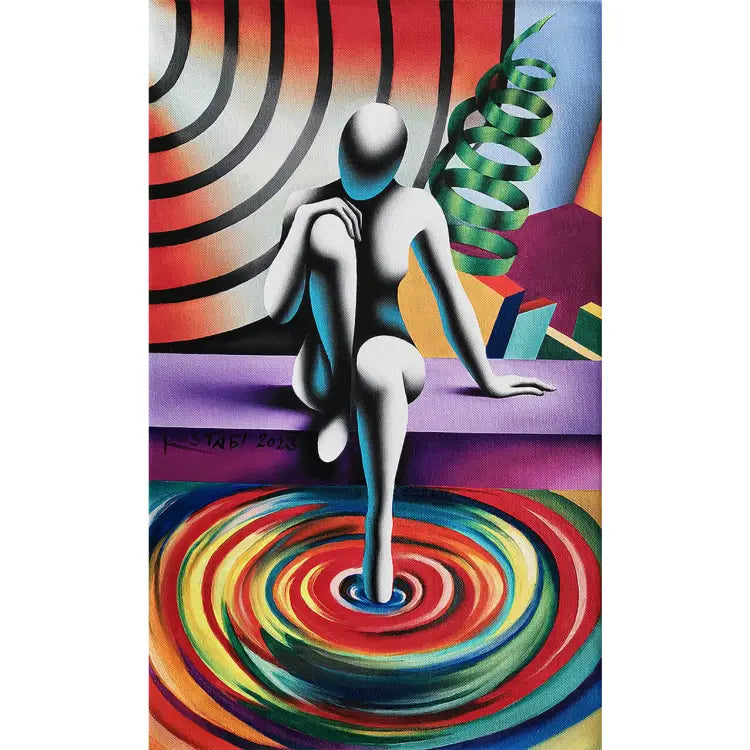 Mark Kostabi - Oil on canvas 26x43 cm 2023