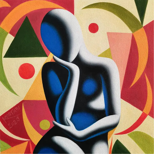 Mark Kostabi - Oil on canvas 31x31 cm 2023