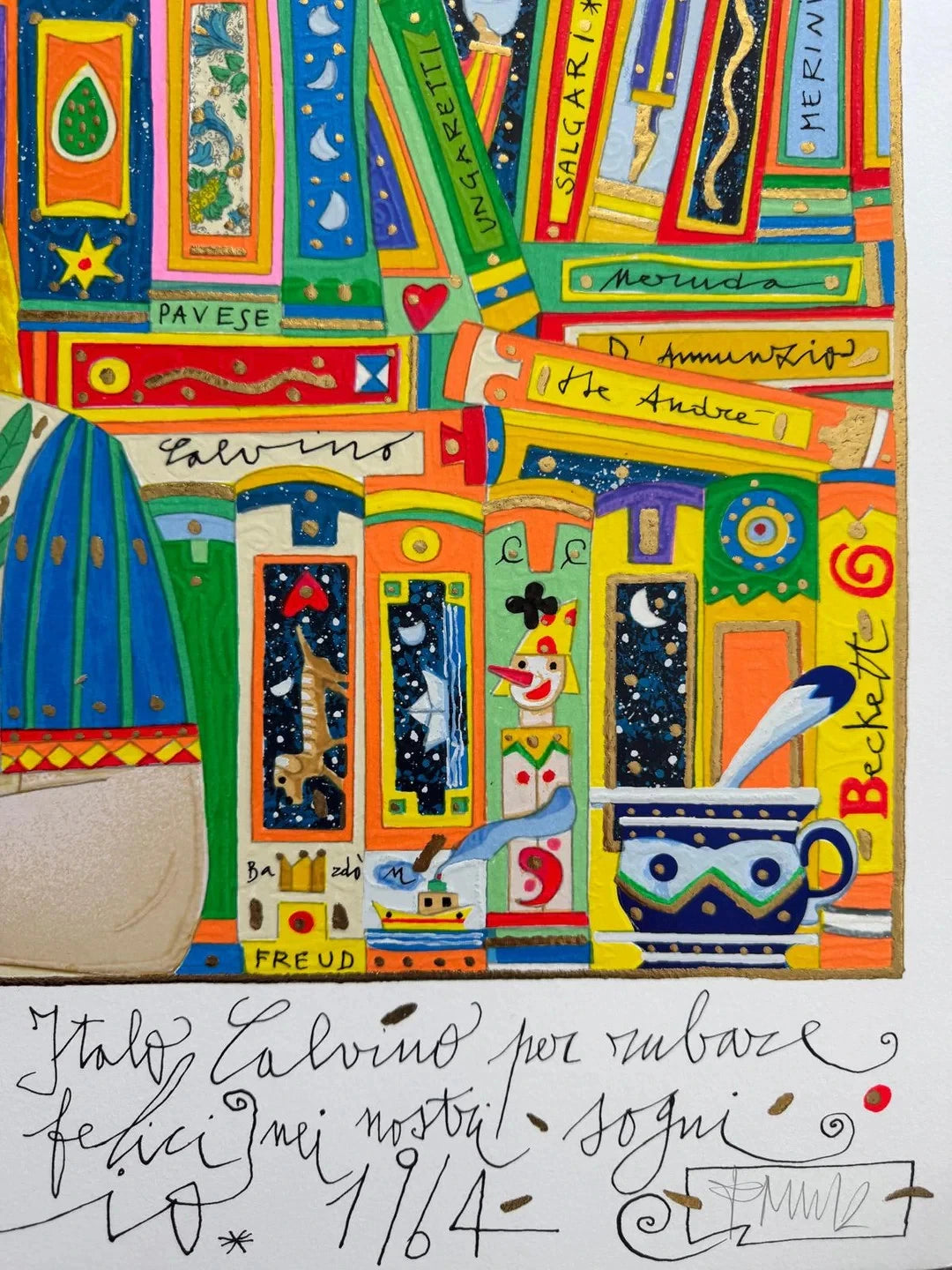 Francesco Musante - La biblioteca di Italo Calvino 70x70
